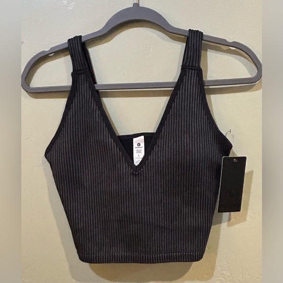 NWTS 90 DEGREE BY REFLEX Black Stone Wash Seamless Alamo Bra Tank. Women’s Large - Picture 3 of 4